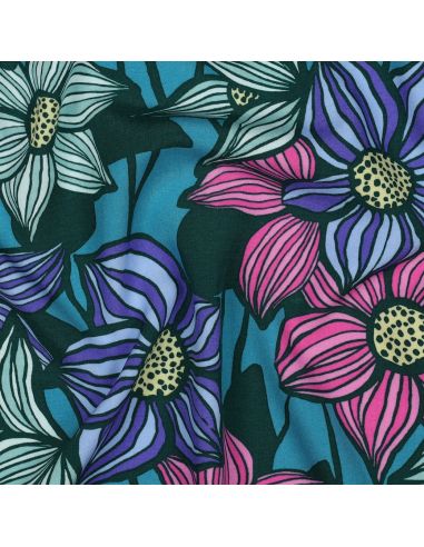 Tissu twill viscose Florane - Bleu pétrole