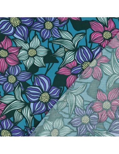 Tissu twill viscose Florane - Bleu pétrole