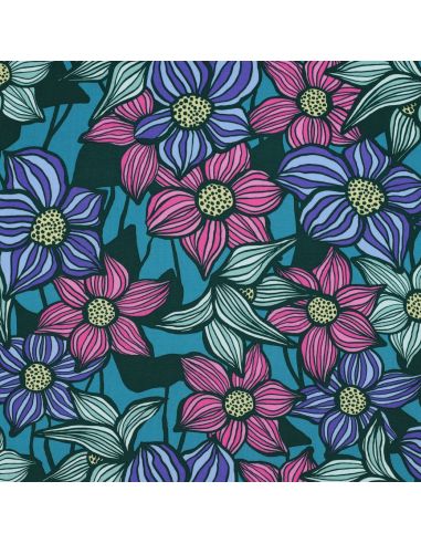 Tissu twill viscose Florane - Bleu pétrole