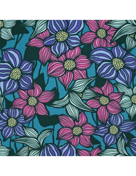 Tissu twill viscose Florane - Bleu pétrole