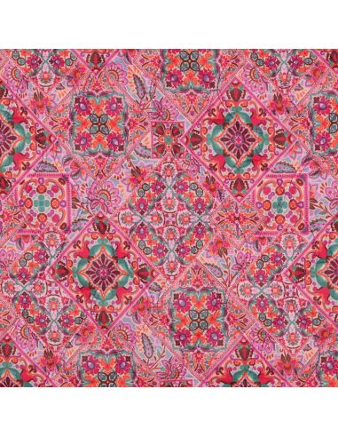 Tissu matelassé voile de coton à patchwork - Rose