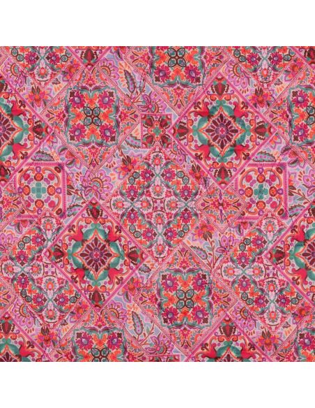 Tissu matelassé voile de coton à patchwork - Rose