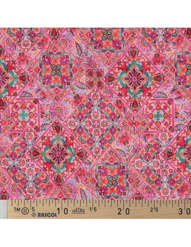 Tissu matelassé voile de coton à patchwork - Rose