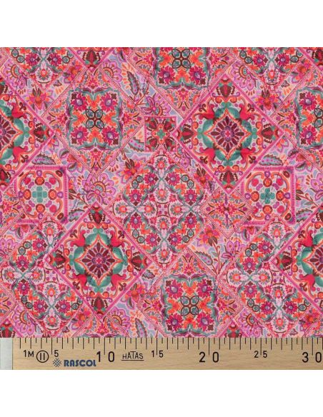 Tissu matelassé voile de coton à patchwork - Rose
