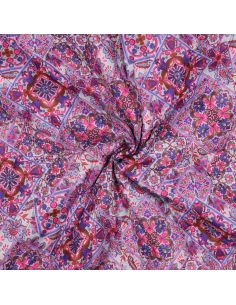 Tissu matelassé voile de coton à patchwork - Bleu