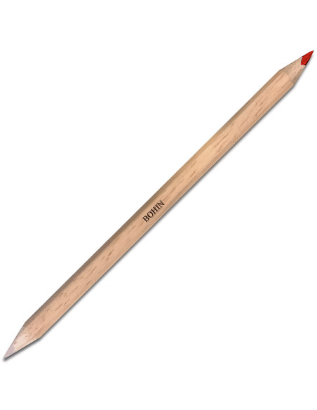 Crayon craie pour tissus bicolore Bohin - Blanc et rouge