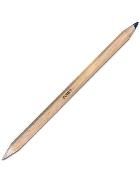 Crayon craie pour tissus bicolore Bohin - Blanc et bleu