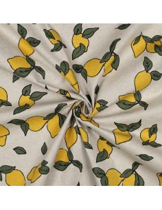 Tissu toile imperméable aspect lin - Citrons
