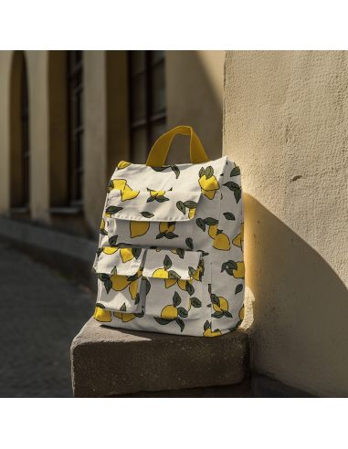 Tissu toile imperméable aspect lin - Citrons