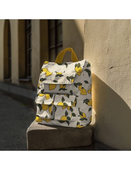 Tissu toile imperméable aspect lin - Citrons
