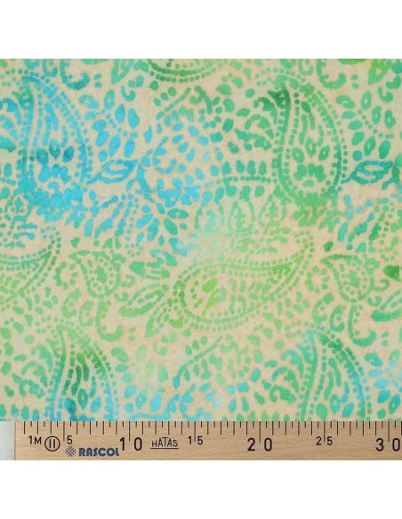 Tissu viscose batik Kaona - Vert et bleu