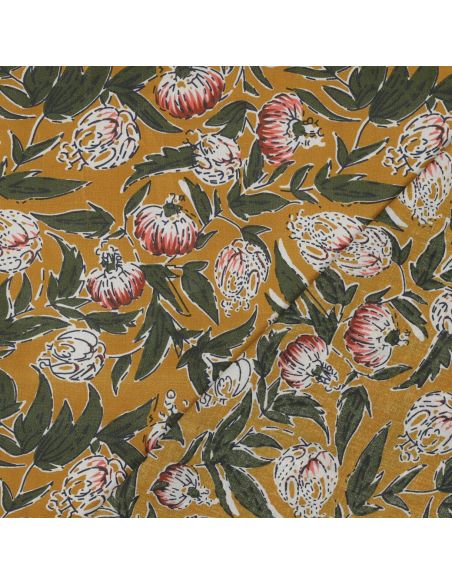 Tissu coton indien block print Serina - Ochre