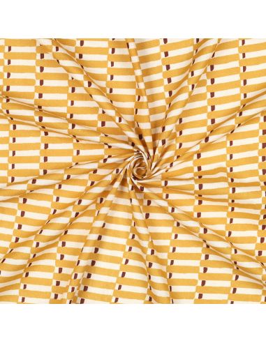 Tissu coton indien block print Indra - Ochre