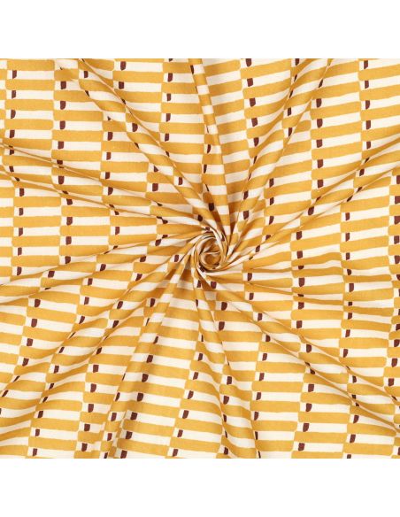 Tissu coton indien block print Indra - Ochre