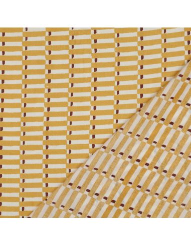 Tissu coton indien block print Indra - Ochre