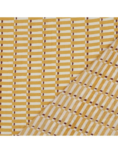 Tissu coton indien block print Indra - Ochre