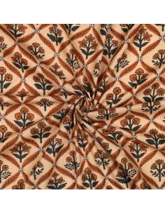 Tissu coton indien block print Solenne - Cuivre