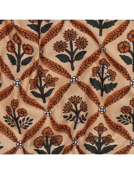 Tissu coton indien block print Solenne - Cuivre