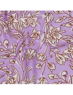 Tissu coton indien block print Kirine - Lilas 2
