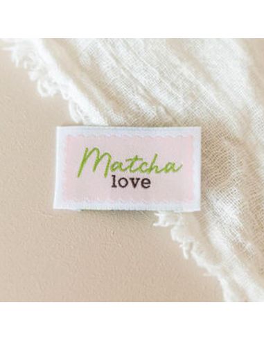 Étiquette tissée à coudre Matcha love