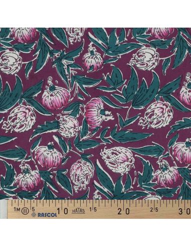 Tissu coton indien block print Serina - Aubergine