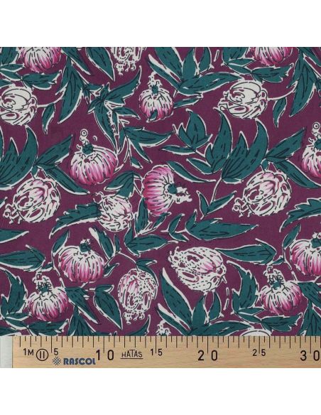 Tissu coton indien block print Serina - Aubergine