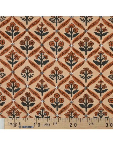 Tissu coton indien block print Solenne - Cuivre