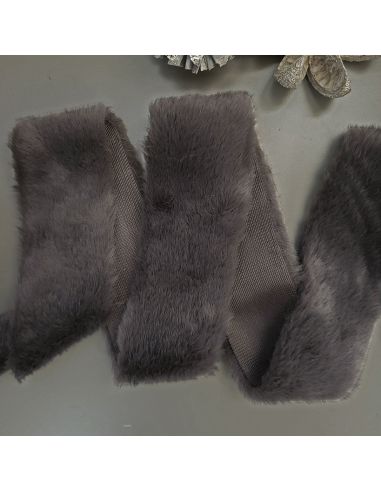 Ruban fausse fourrure - Gris ardoise