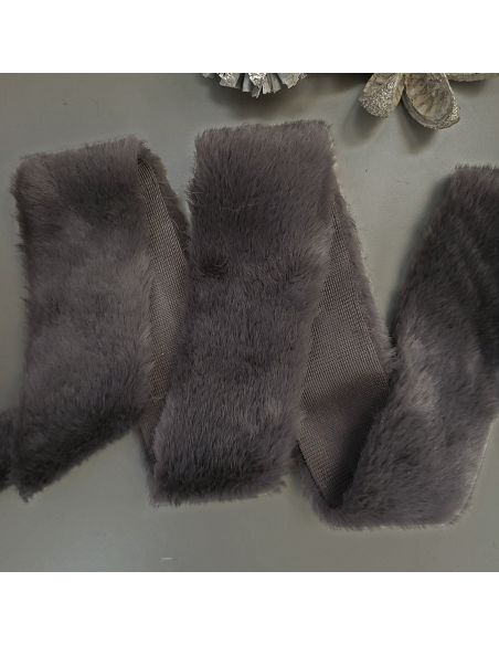 Ruban fausse fourrure - Gris ardoise