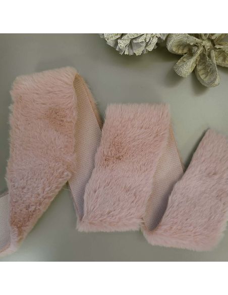 Ruban fausse fourrure - Vieux rose
