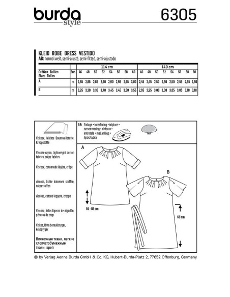 Patron de robe - Burda 6305