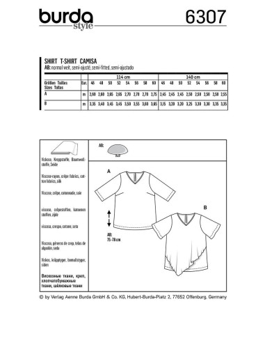 Patron de t-shirt - Burda 6307