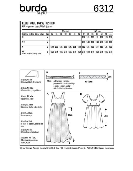 Patron de robe - Burda 6312
