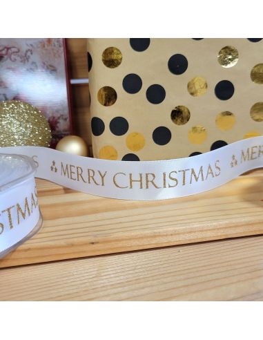 Ruban Merry Christmas - Blanc