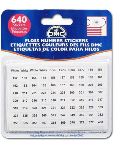 Etiquettes autocollantes numéros de fils DMC
