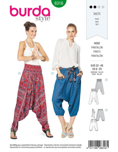 Patron de pantalon - Burda 6316