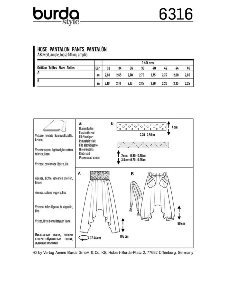 Patron de pantalon - Burda 6316