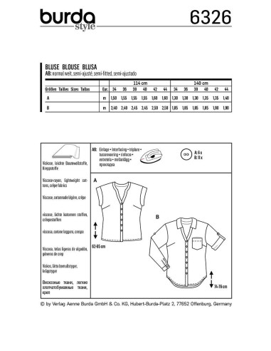 Patron de blouse - Burda 6326