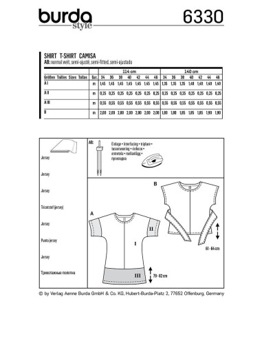 Patron de t-shirt - Burda 6330