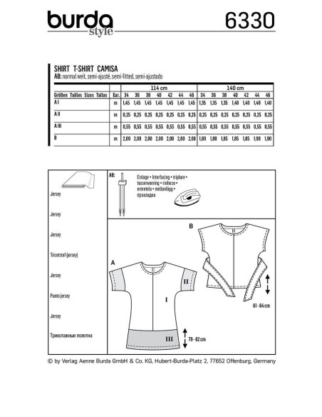 Patron de t-shirt - Burda 6330