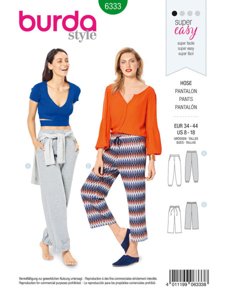 Patron de pantalon - Burda 6333