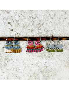 Set de 6 anneaux marqueurs de maille - Mouton et bonnet 2