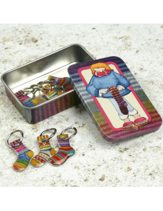Set de 6 anneaux marqueurs de maille - Tricoteuse et chaussette