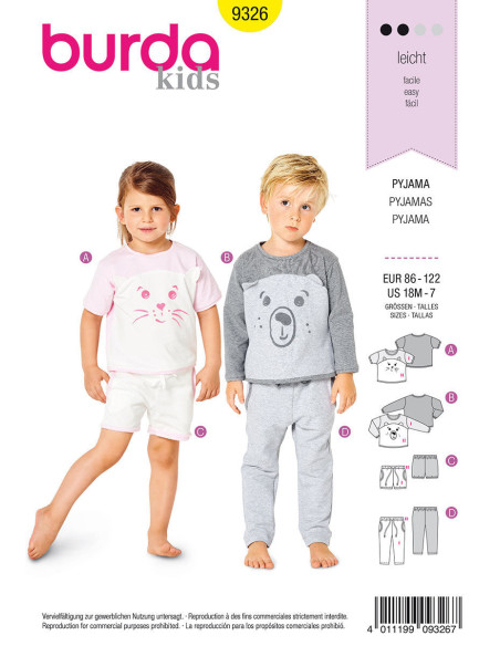 Patron de pyjamas - Burda 9326