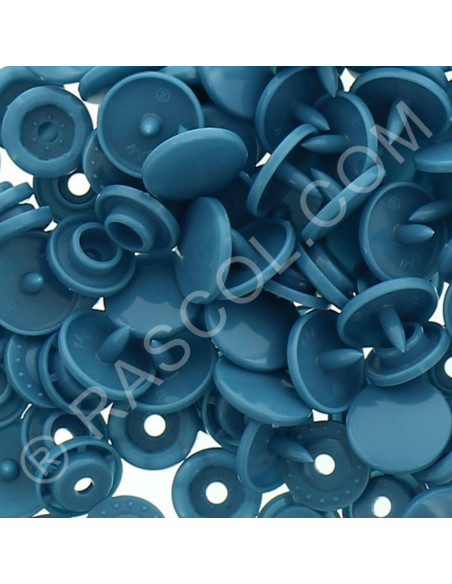 Sachet de 25 pressions résine KAM ronds - Bleu pétrole