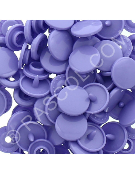 Sachet de 25 pressions résine KAM ronds - Lilas