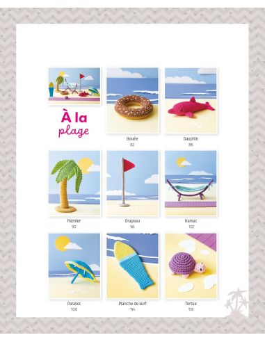 Livre amigurumis en vacances à la plage et en forêt