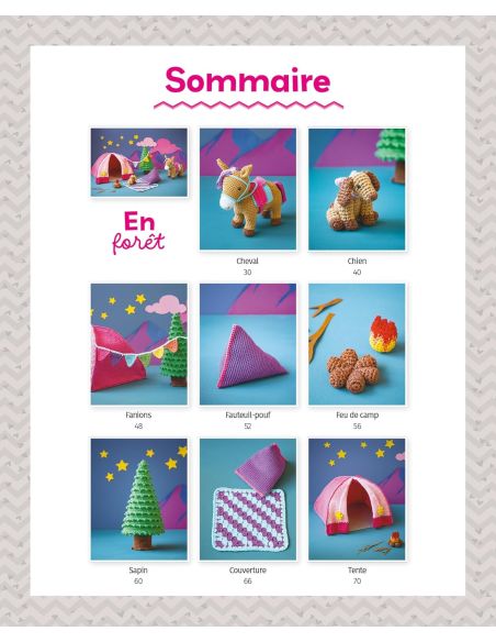Livre amigurumis en vacances à la plage et en forêt