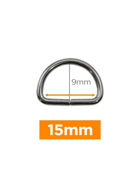  Anneau en D premium - Argent 15 mm