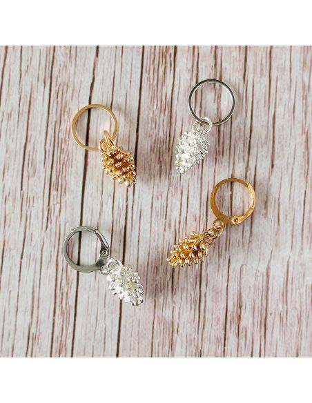 Set de 4 anneaux marqueurs de maille - Pommes de pin